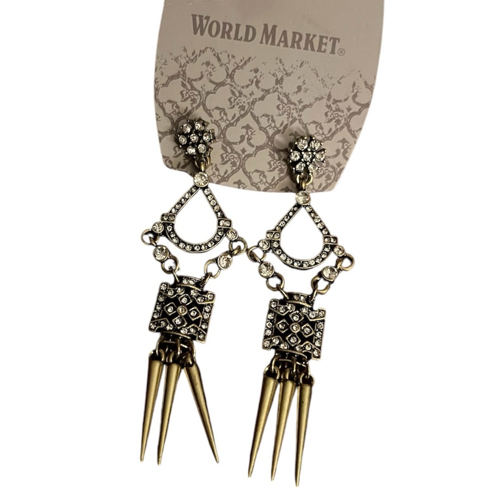 World Market Crystal Gemstone Drop Dangle Earrings